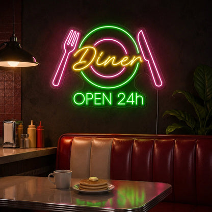 Diner Open 24h Home LED Neon Sign - Shineneon