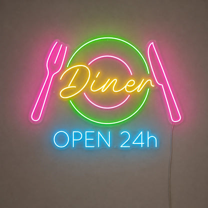 Diner Open Twenty Four Hours Neon Sign LED Neon Sign main product image