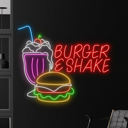 Diner Or Home Kitchen With Burger And Shake Neon Light | Shineneon