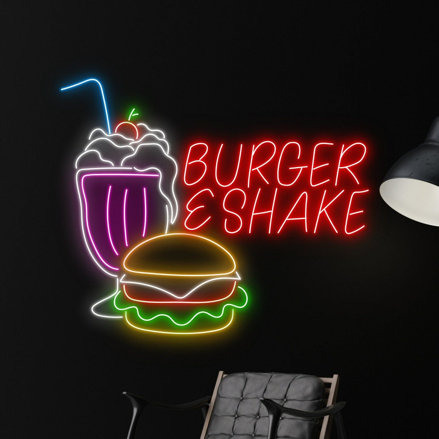Diner Or Home Kitchen With Burger And Shake Neon Light | Shineneon