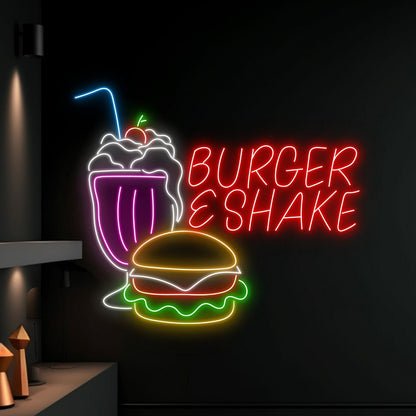 Diner Or Home Kitchen With Burger And Shake Neon Light | Shineneon