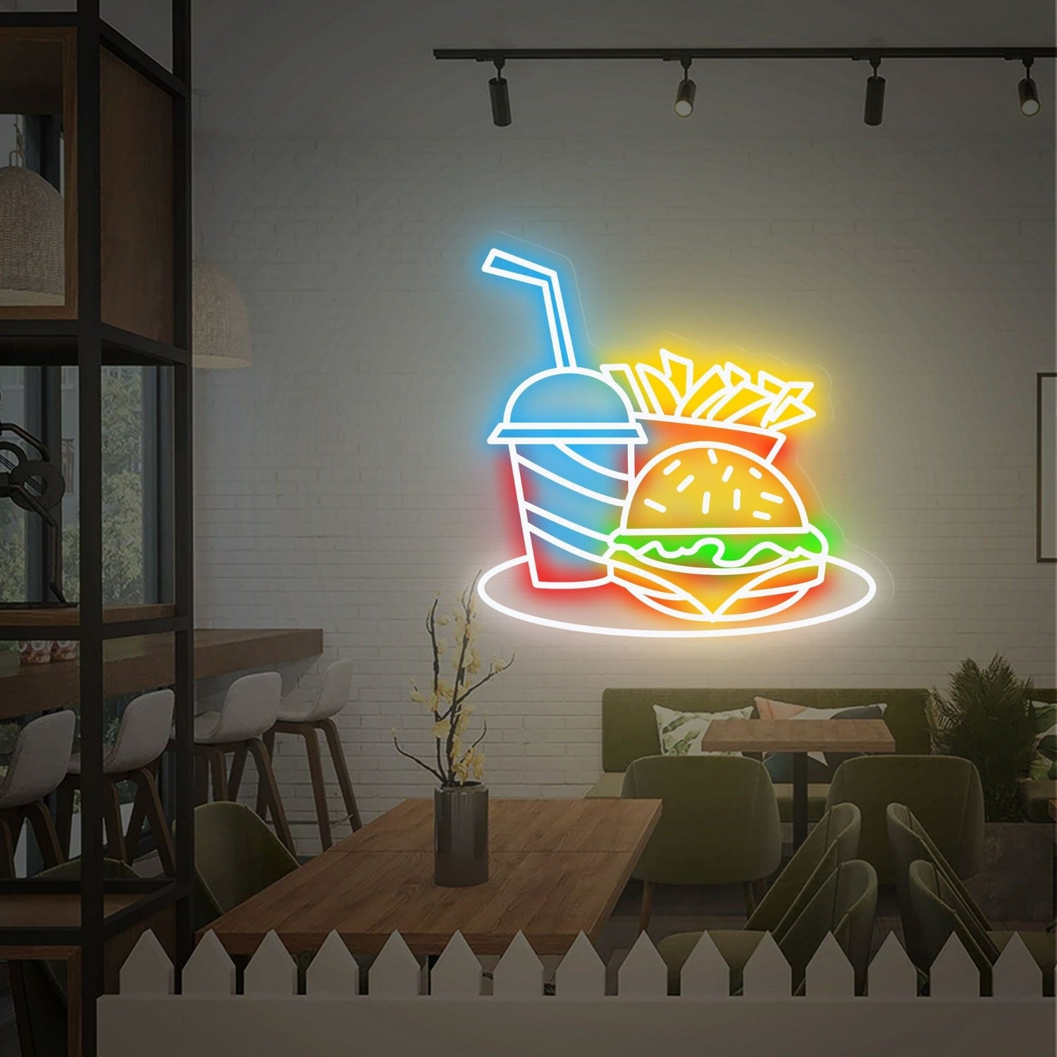Dining Experience Hamburger Fries Led Neon Sign Restaurants Bars | Shineneon