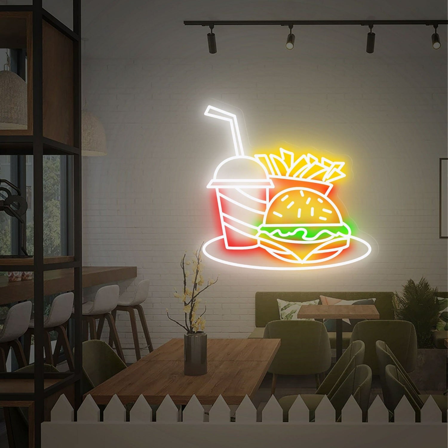 Dining Experience Hamburger Fries Led Neon Sign Restaurants Bars | Shineneon