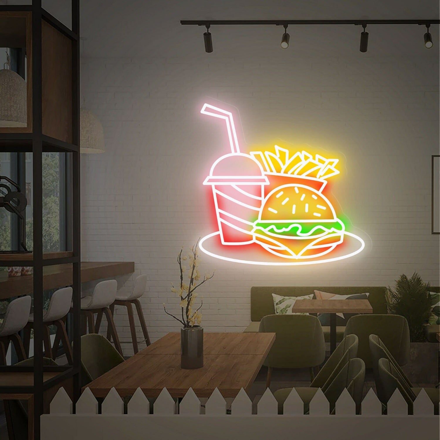 Dining Experience Hamburger Fries Led Neon Sign Restaurants Bars | Shineneon