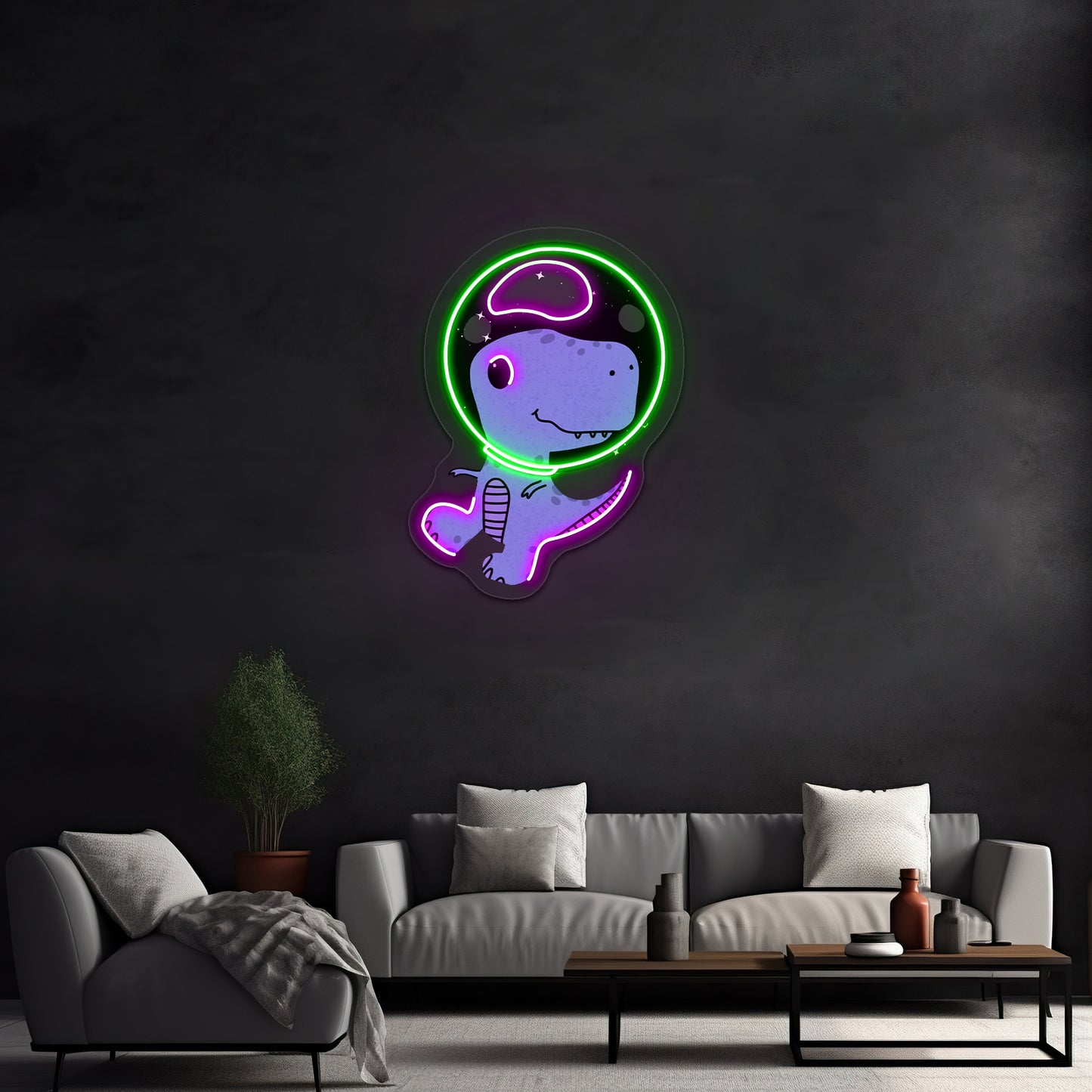 Dinosaur Astronaut Neon Signs Cute Led Signs For Kids