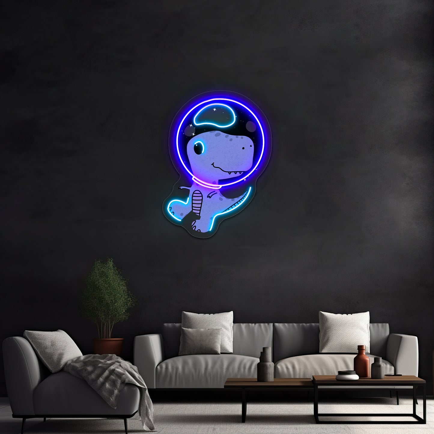 Dinosaur Astronaut Neon Signs Cute Led Signs For Kids