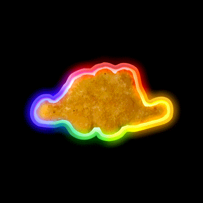 Dinosaur Chicken Nugget Stegosaurus Snack Food Led Neon Sign Rgb Color - LED neon sign close-up detail