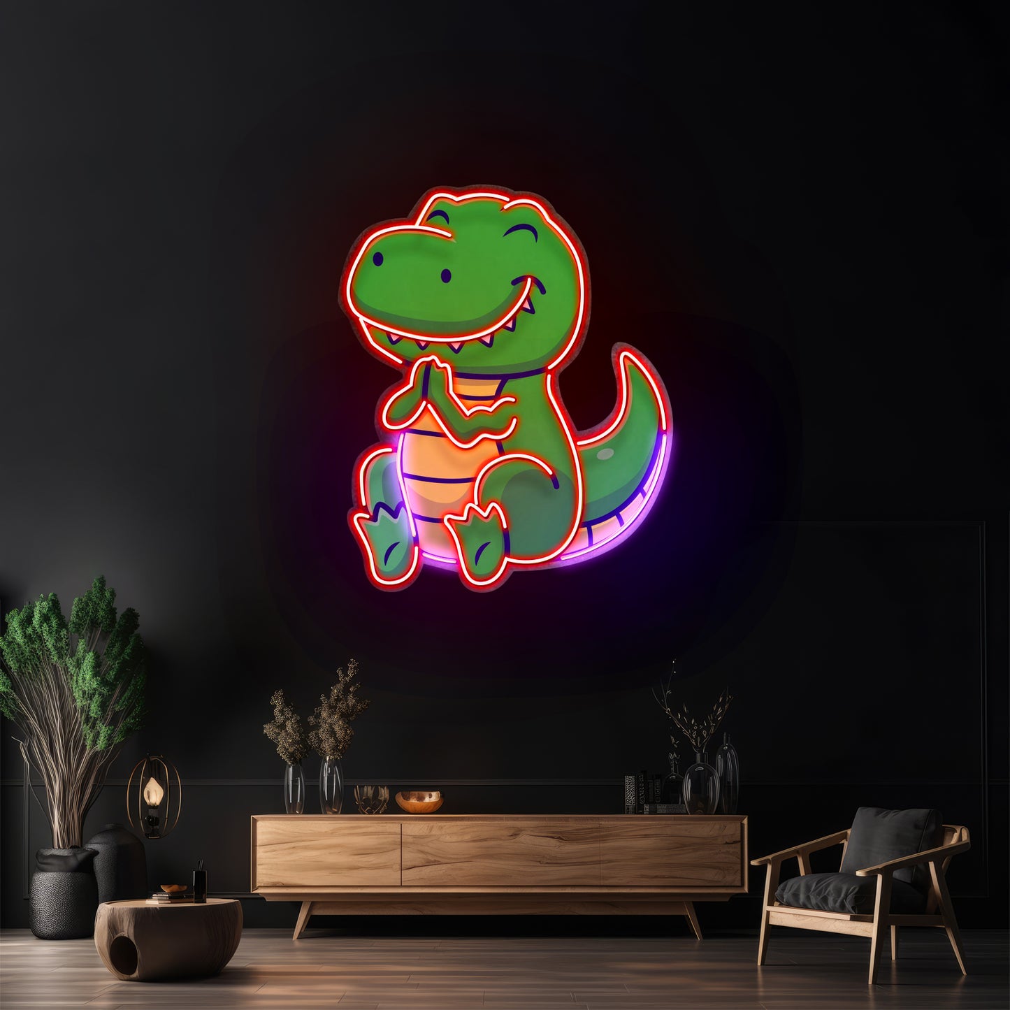 Dinosaur Clapping Led Neon Sign Light Custom Led Signs