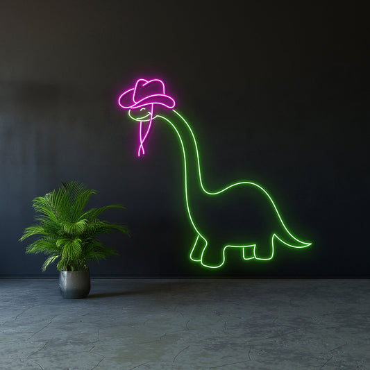 Dinosaur Cowboy Hat Led Sign