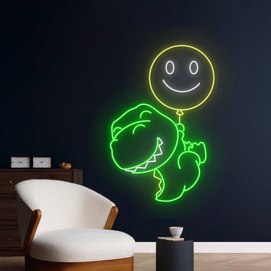 Dinosaur Smile Balloon Neon Sign