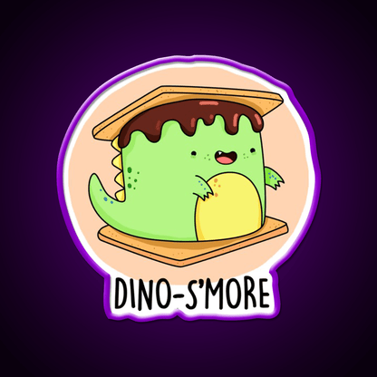 Dinosmore Funny Dinosaur Smore Puns Snack Food Led Neon Sign Rgb Color - Shineneon