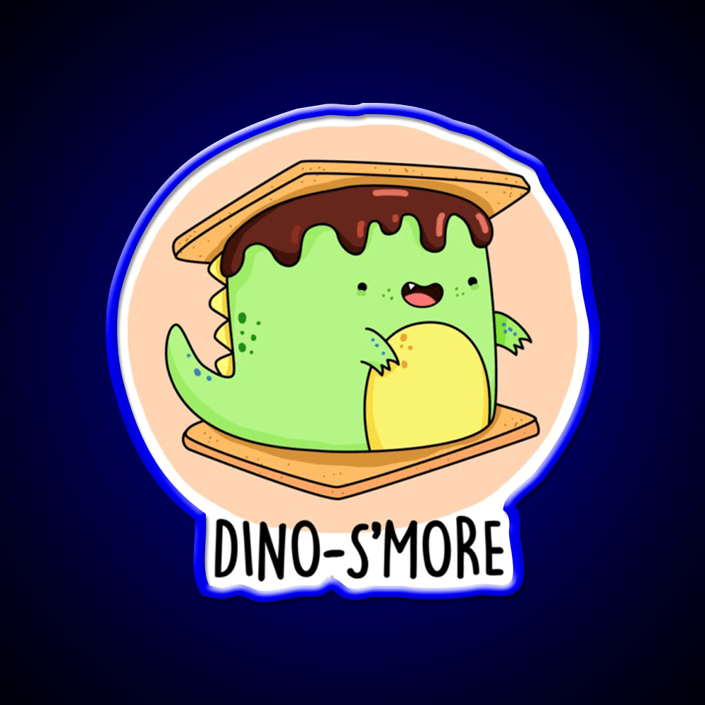 Dinosmore Funny Dinosaur Smore Puns Snack Food Led Neon Sign Rgb Color - Shineneon
