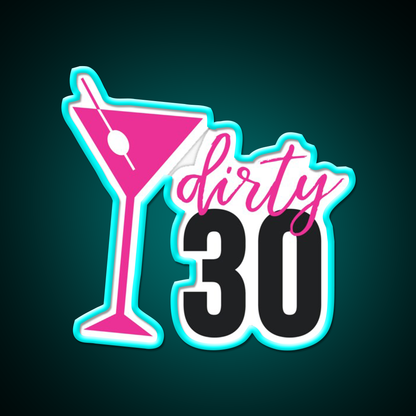 Dirty 30 Birthday Pink Martini Olive Cocktail Bar Decor Led Neon Sign Rgb Color - Size and dimension reference
