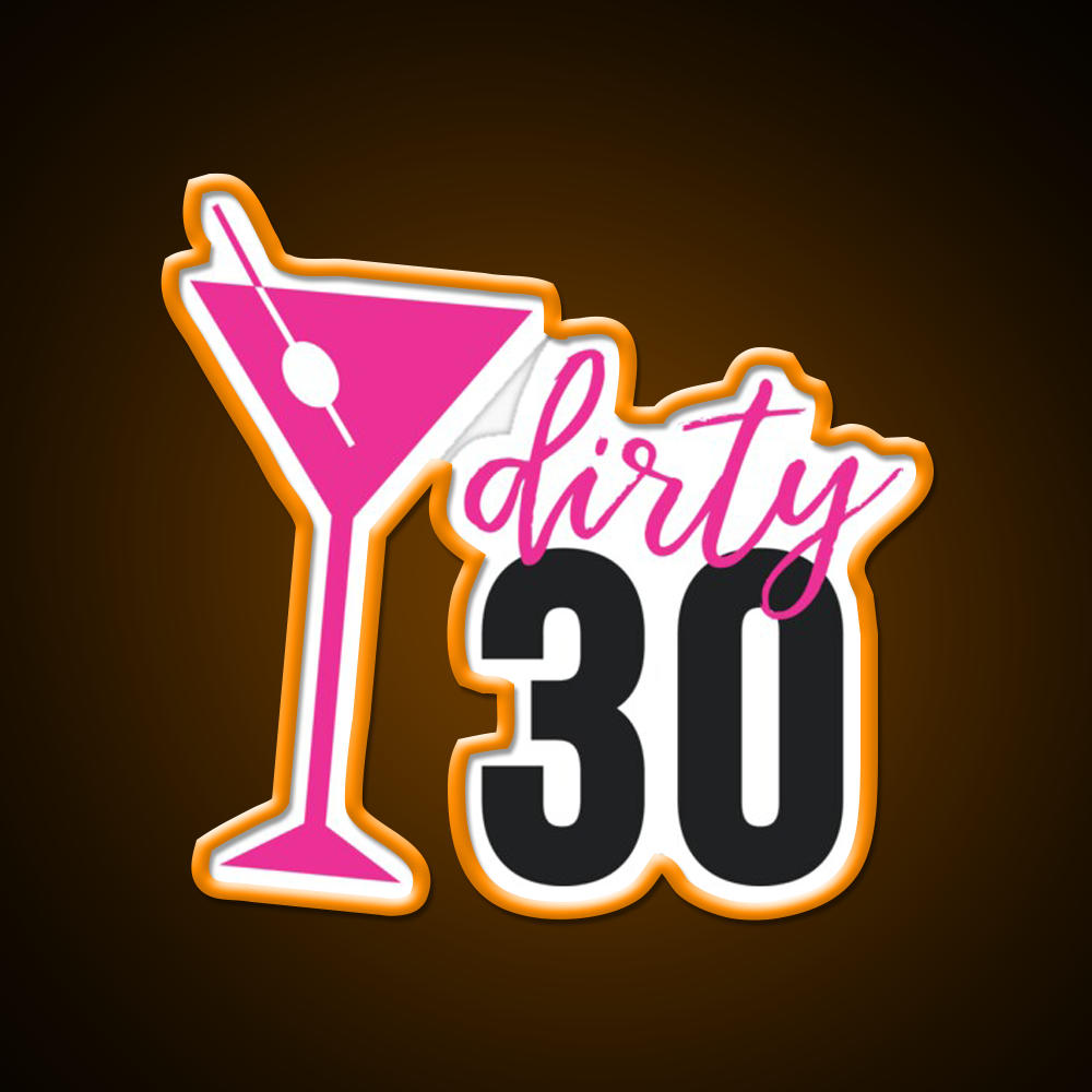 Dirty 30 Birthday Pink Martini Olive Cocktail Bar Decor Led Neon Sign Rgb Color - LED neon sign view 6