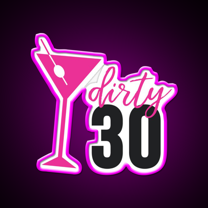 Dirty 30 Birthday Pink Martini Olive Cocktail Bar Decor Led Neon Sign Rgb Color - Neon sign mounted on wall in room