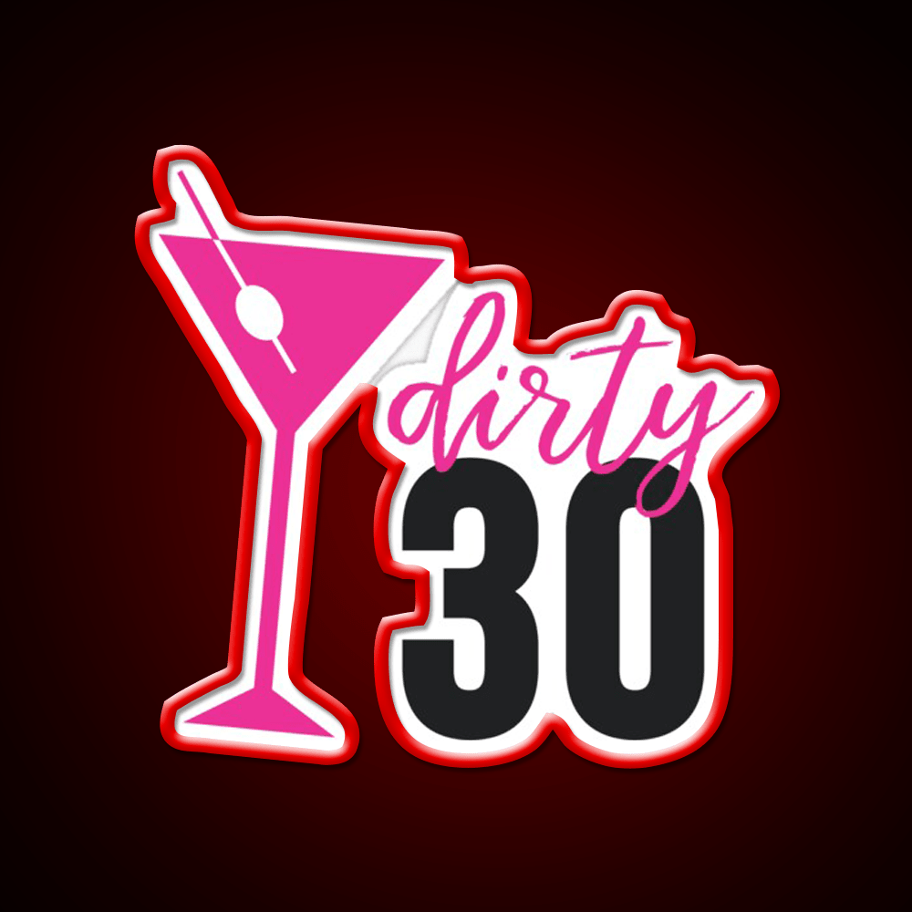 Dirty 30 Birthday Pink Martini Olive Cocktail Bar Decor Led Neon Sign Rgb Color - Shineneon