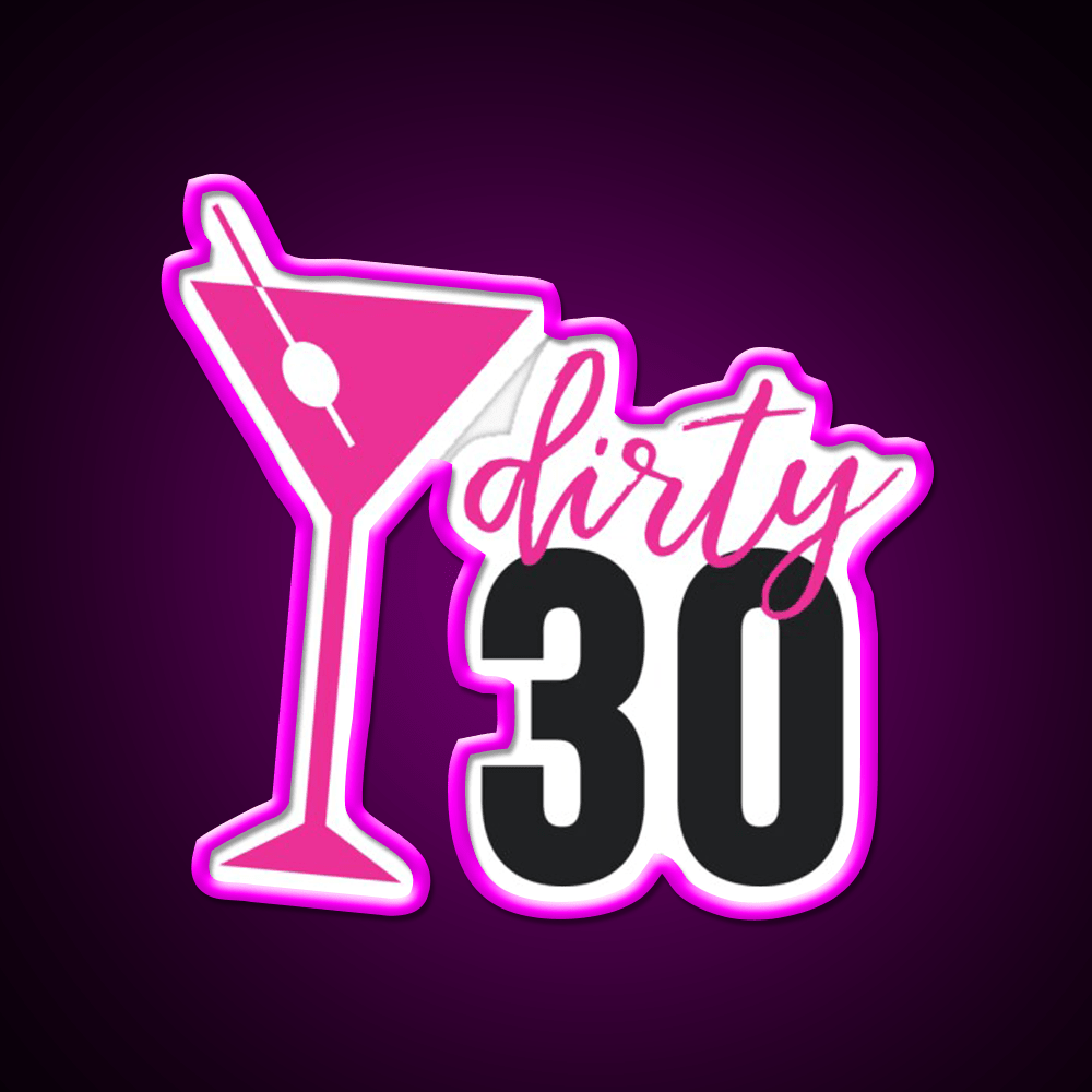 Dirty 30 Birthday Pink Martini Olive Cocktail Bar Decor Led Neon Sign Rgb Color - Shineneon