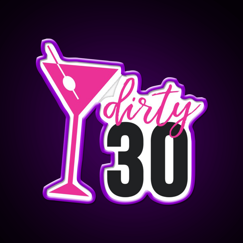 Dirty 30 Birthday Pink Martini Olive Cocktail Bar Decor Led Neon Sign Rgb Color - Shineneon