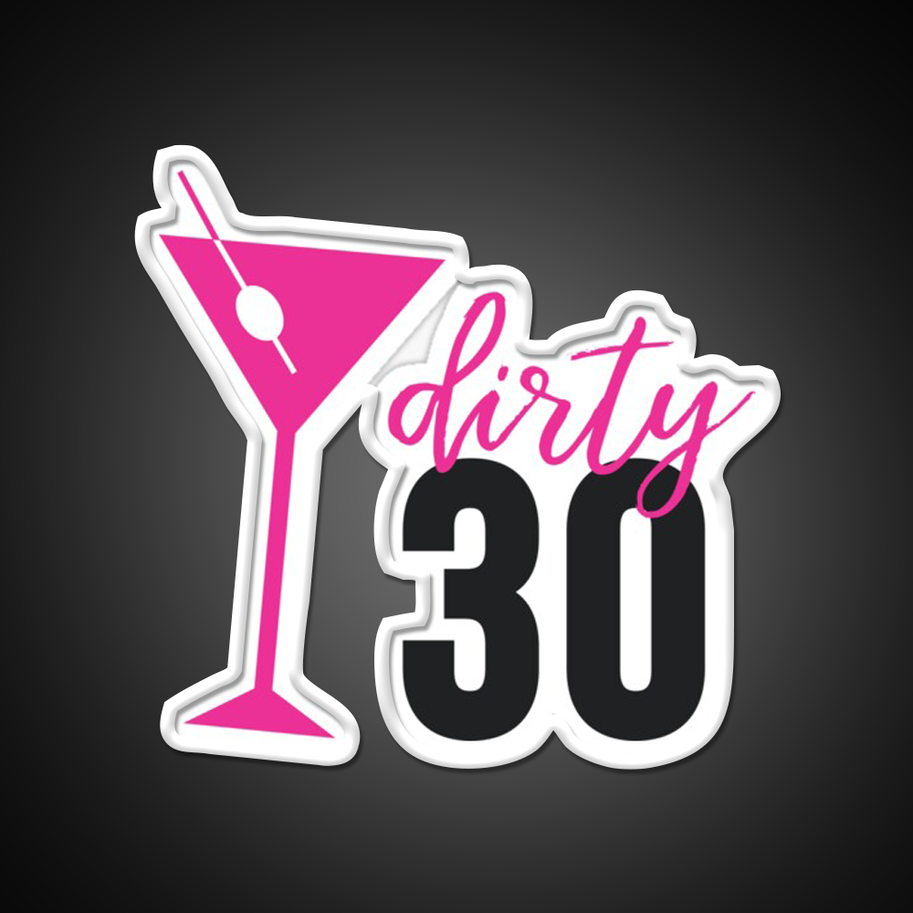 Dirty 30 Birthday Pink Martini Olive Cocktail Bar Decor Led Neon Sign Rgb Color - LED neon sign view 11