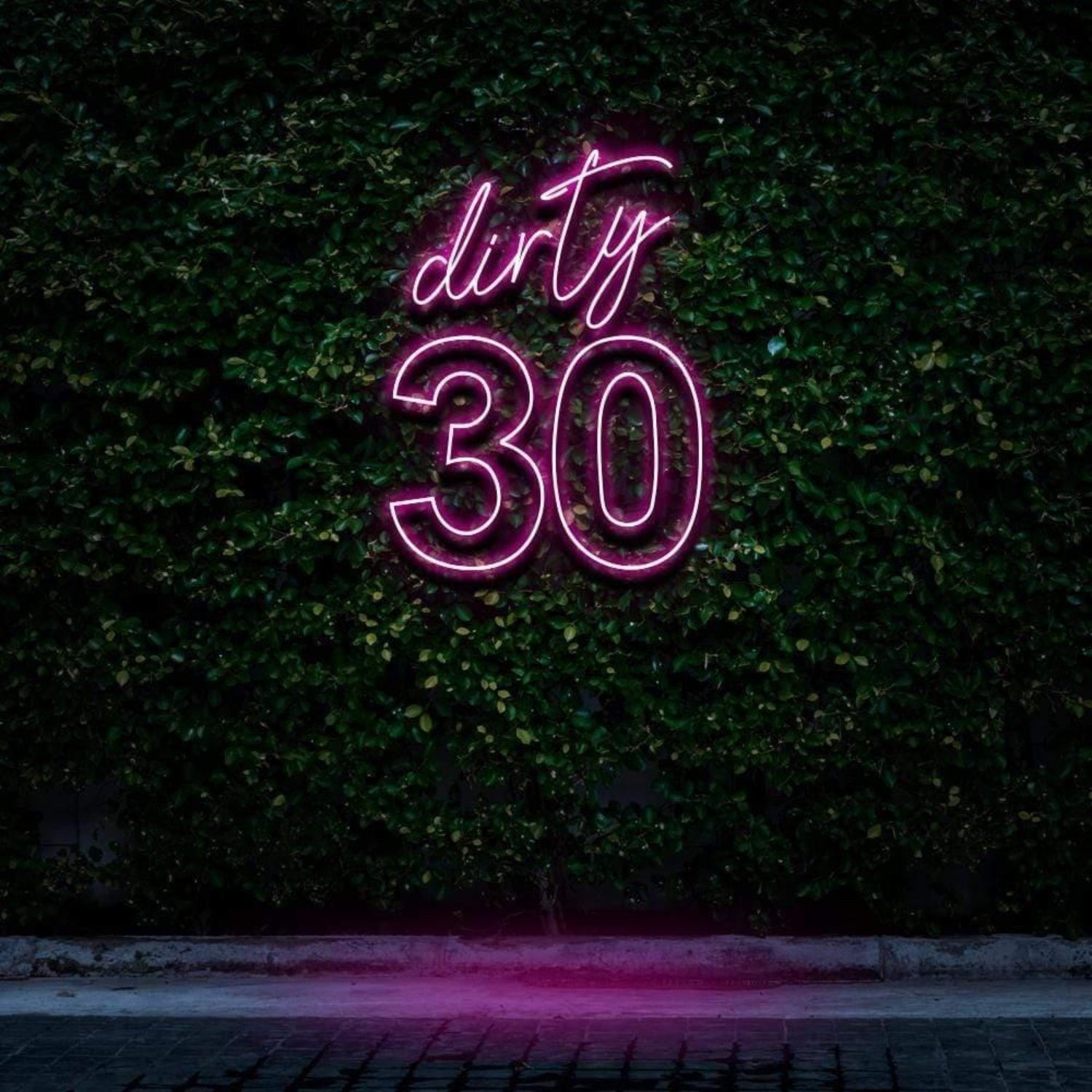 Dirty 30 Pink Led Neon Sign For Birthday Party With Green Wall Background | Shineneon