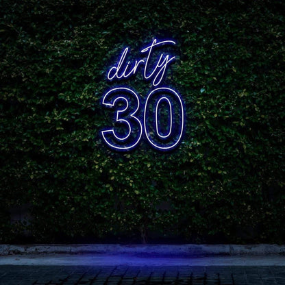 Dirty 30 Pink Led Neon Sign For Birthday Party With Green Wall Background | Shineneon