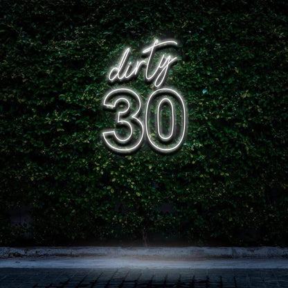 Dirty 30 Pink Led Neon Sign For Birthday Party With Green Wall Background | Shineneon