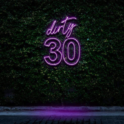 Dirty 30 Pink Led Neon Sign For Birthday Party With Green Wall Background | Shineneon