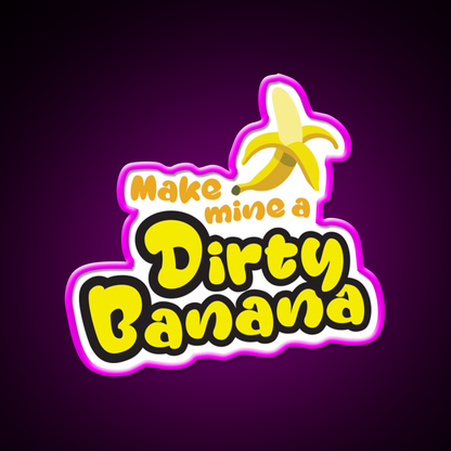 Dirty Banana Cocktail Yellow And Black Cocktail Bar Decor Led Neon Sign Rgb Color - Neon sign mounted on wall in room