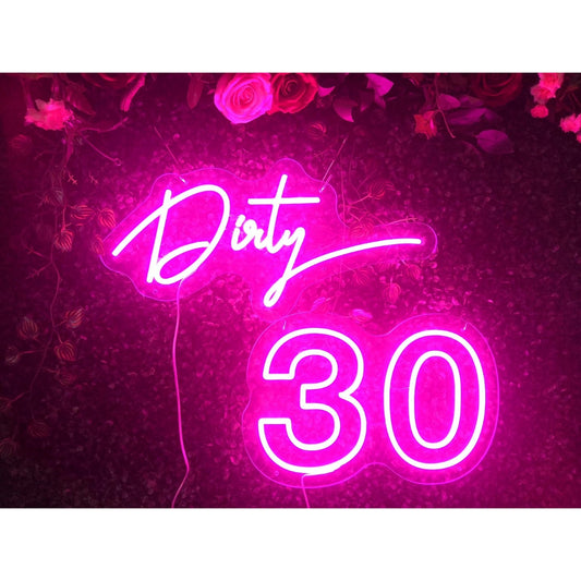 Dirty Thirty 30th Happy Birthday Neon Sign Led Sign Business Neon Sign