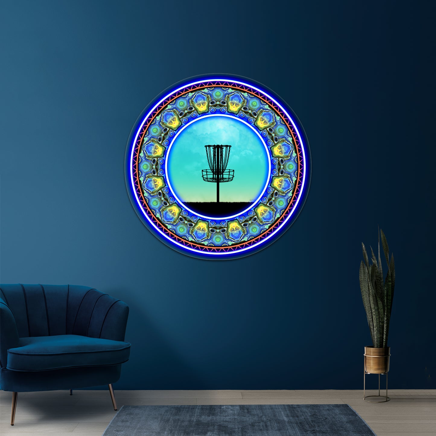 Disc Golf Abstract Basket 5 Wall Artwork Neon Signs