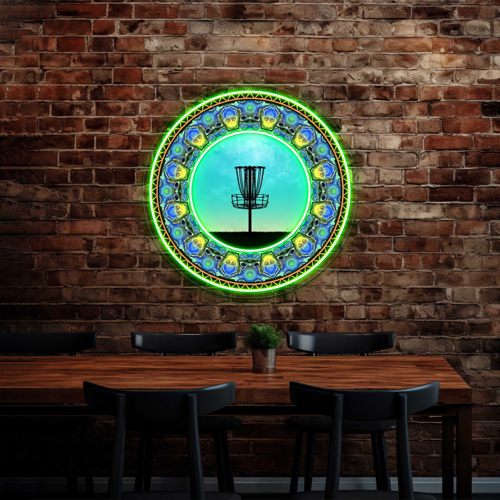 Disc Golf Abstract Basket 5 Wall Artwork Neon Signs | Shineneon