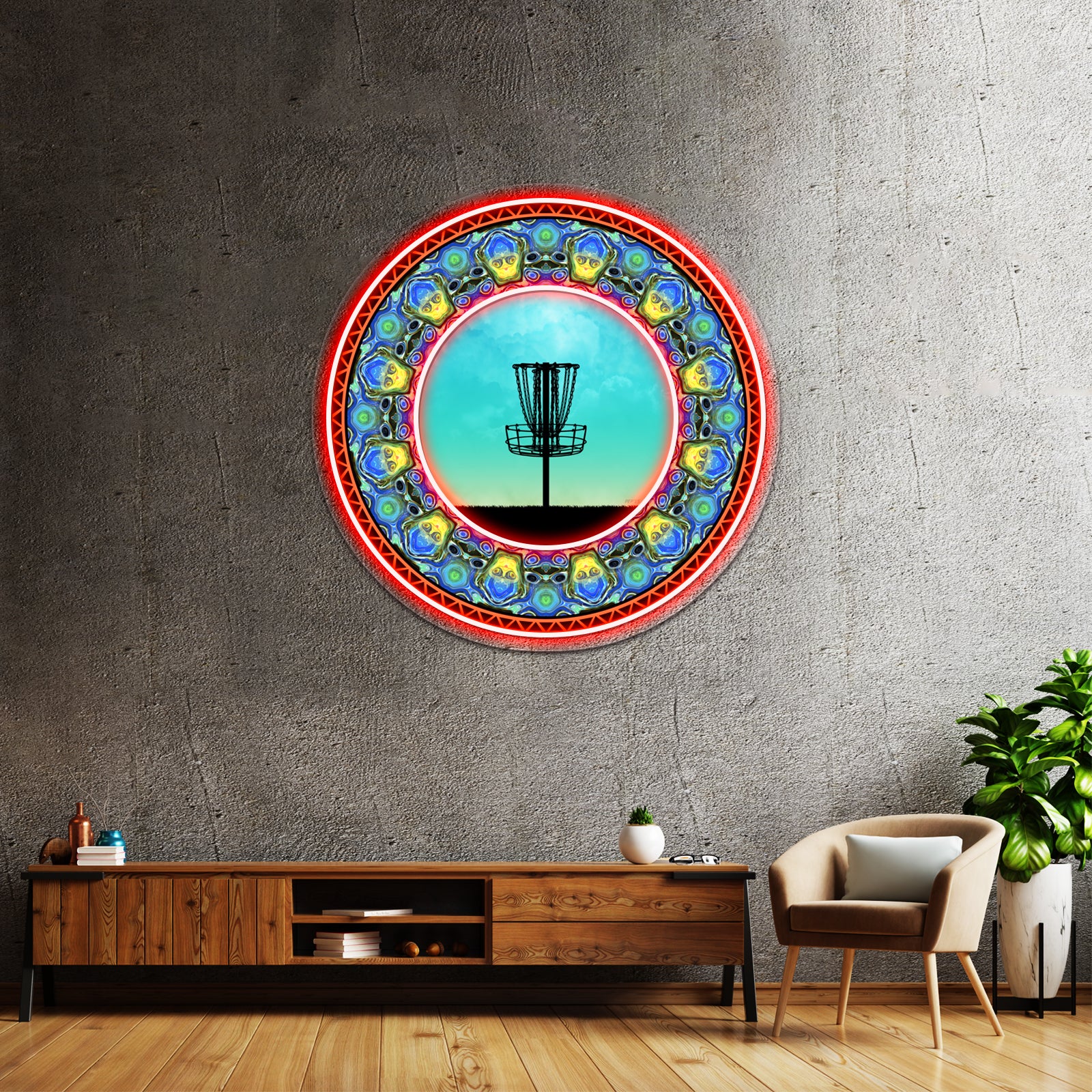 Disc Golf Abstract Basket 5 Wall Artwork Neon Signs | Shineneon