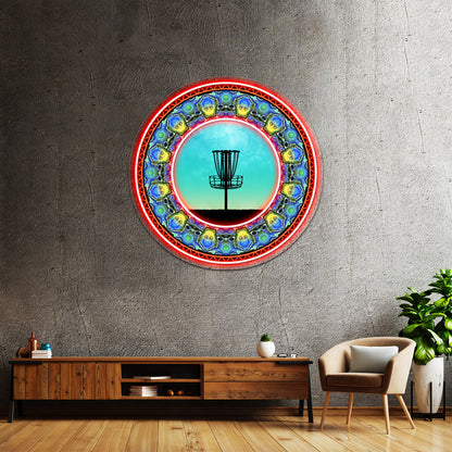 Disc Golf Abstract Basket 5 Wall Artwork Neon Signs