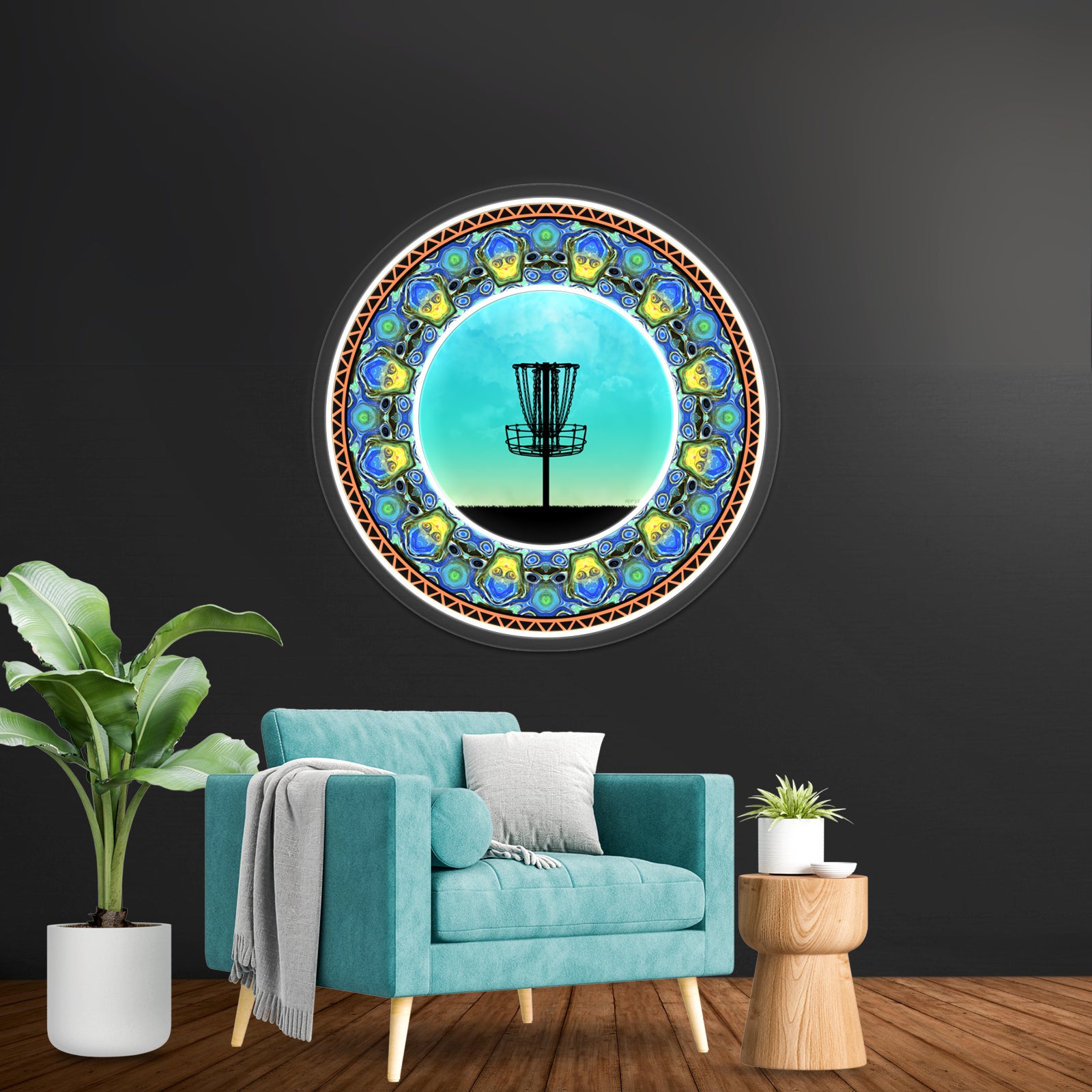 Disc Golf Abstract Basket 5 Wall Artwork Neon Signs | Shineneon