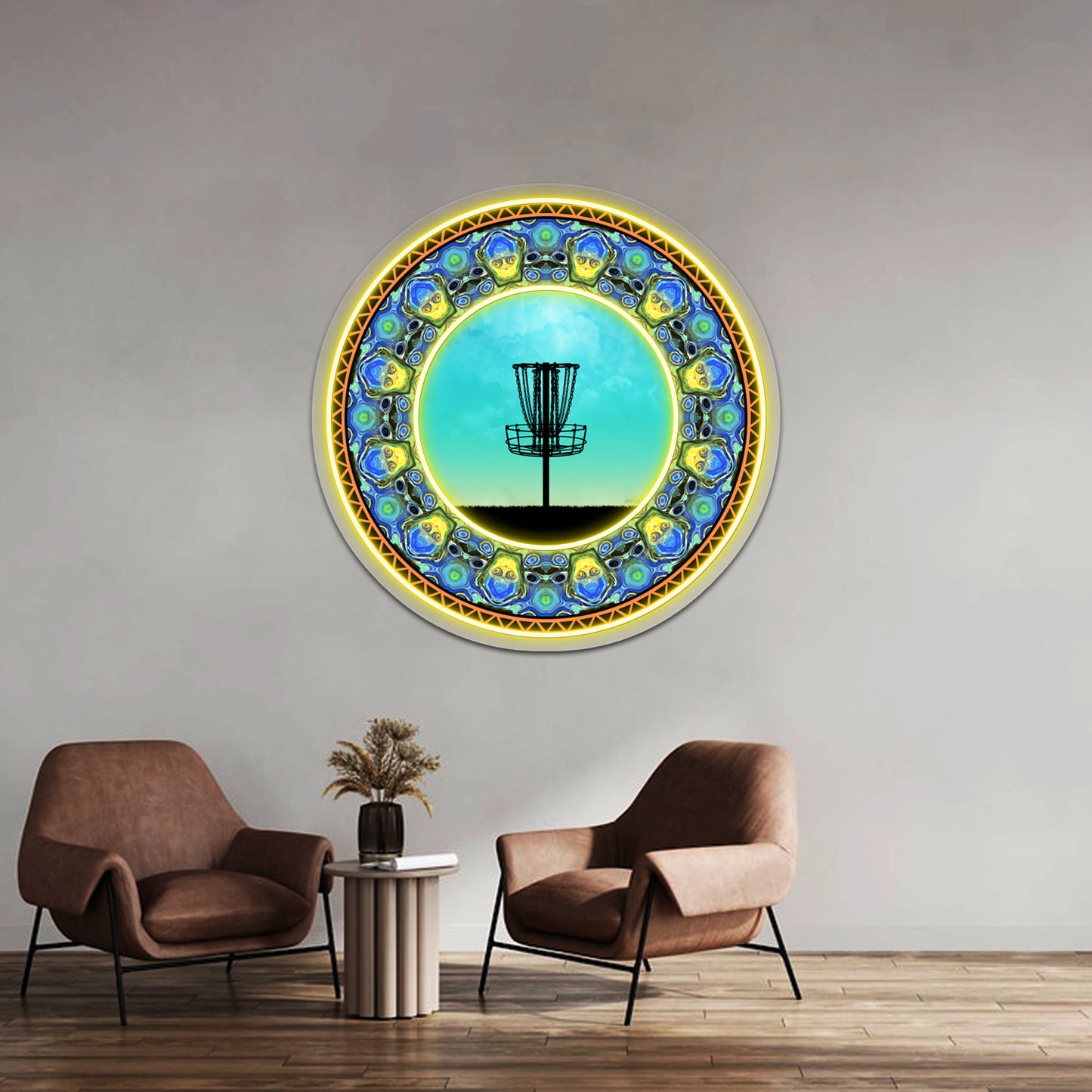 Disc Golf Abstract Basket 5 Wall Artwork Neon Signs