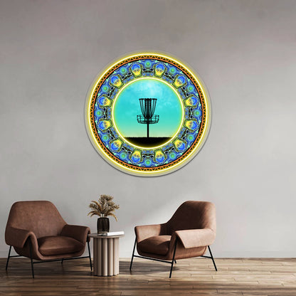 Disc Golf Abstract Basket 5 Wall Artwork Neon Signs