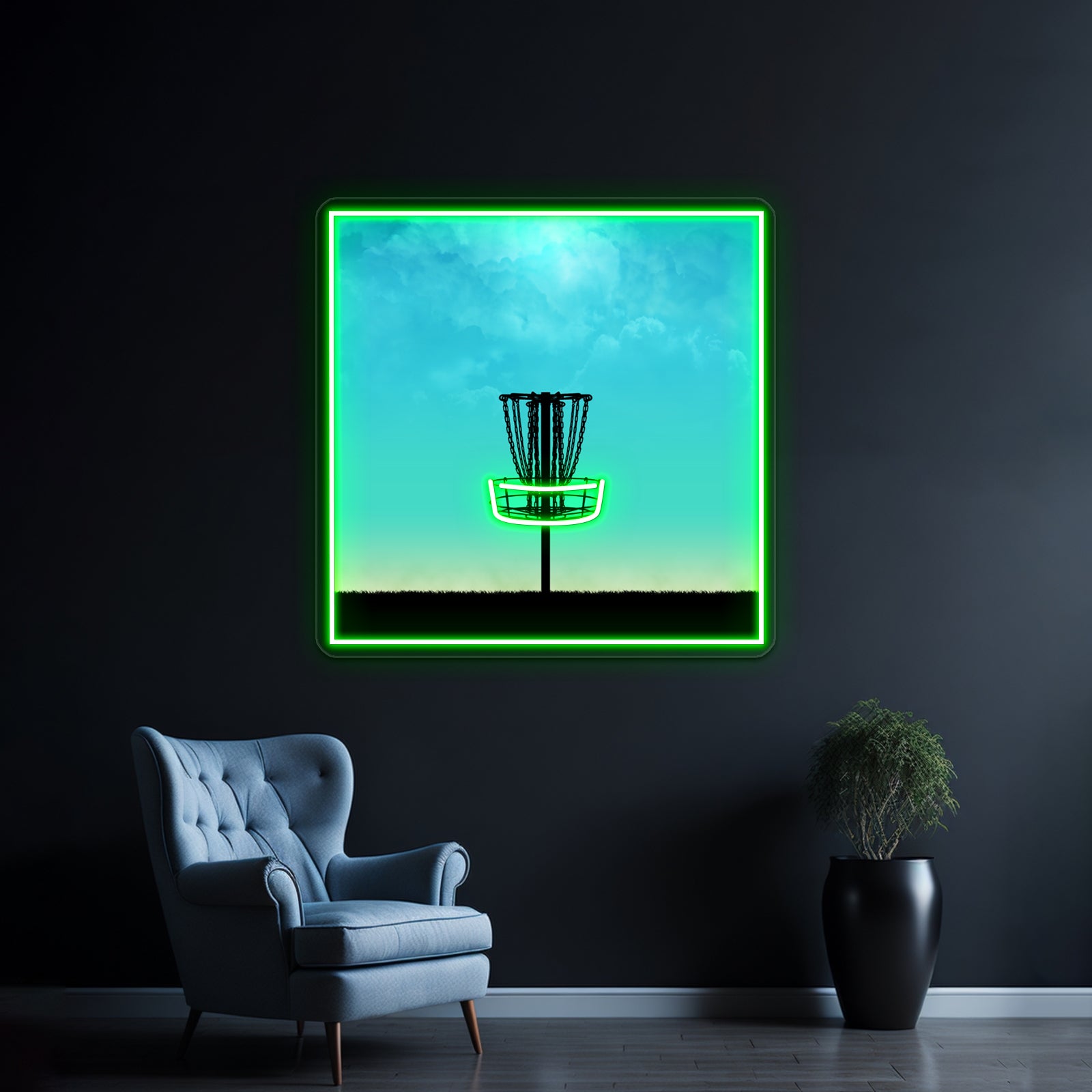 Disc Golf Basket Silhouette Wall Artwork Neon Signs | Shineneon