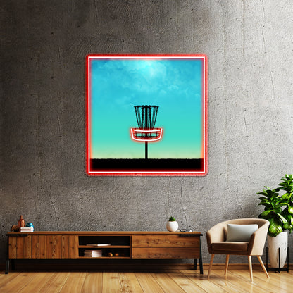 Disc Golf Basket Silhouette Wall Artwork Neon Signs