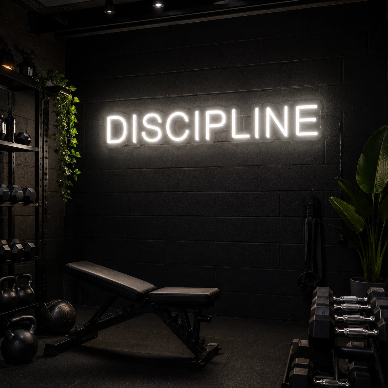 Discipline Neon Sign LED Neon Sign real lifestyle scene