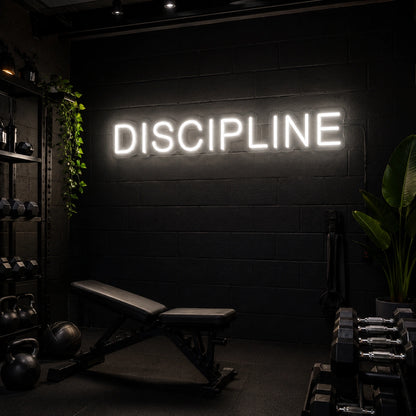 Discipline Neon Sign LED Neon Sign real lifestyle scene