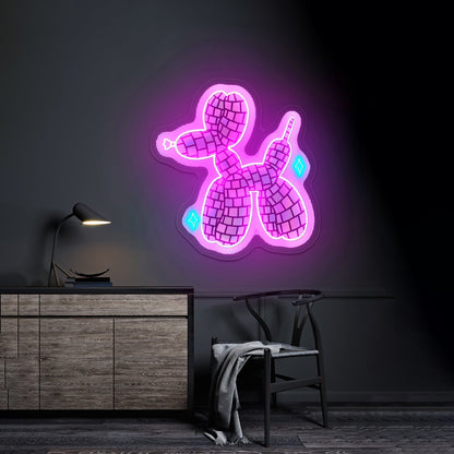 Disco Ball Balloon Dog Holographic Neon Signs For Business Decor - Shineneon