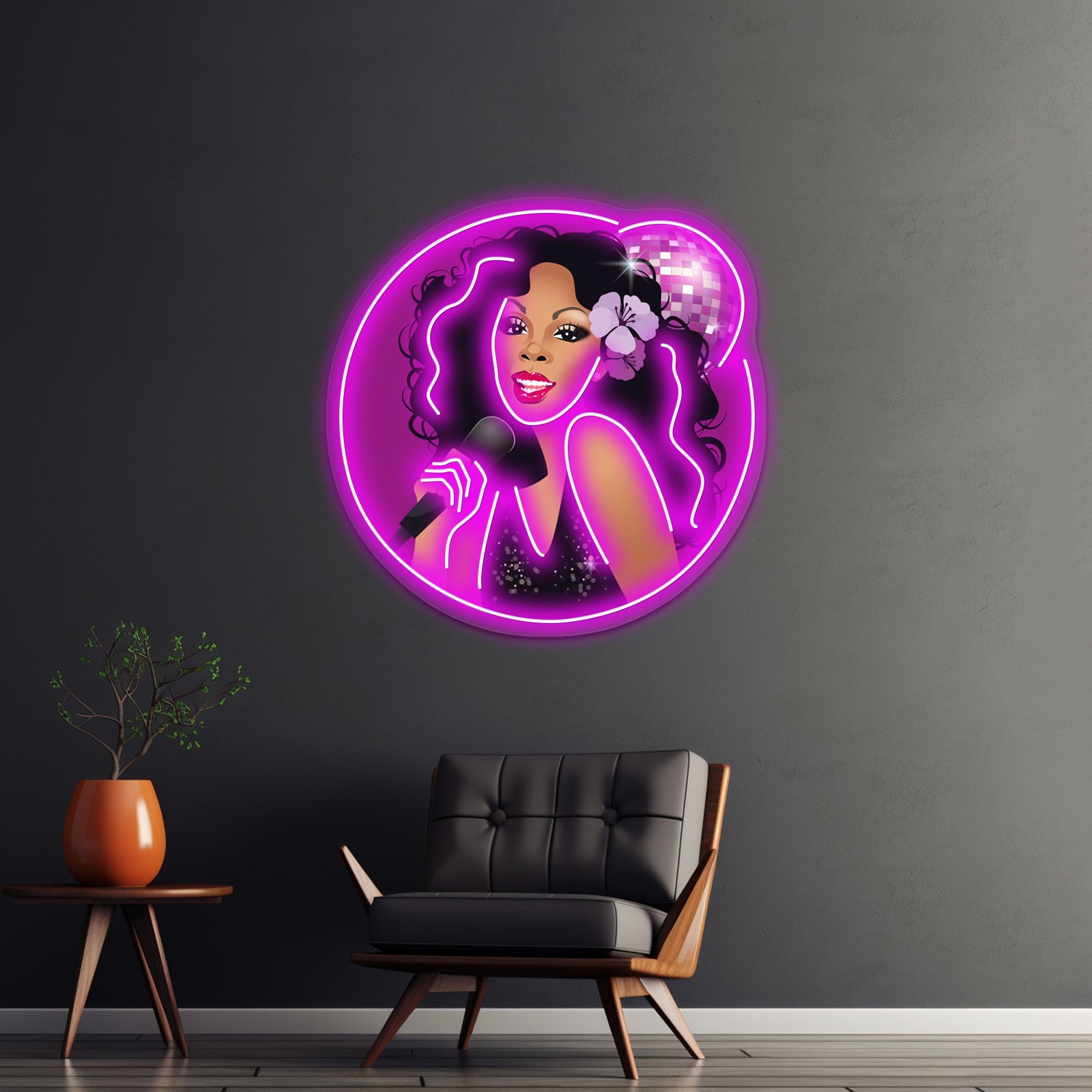 Disco Queen Artwork Affordable Custom Neon Signs - LED neon sign close-up detail