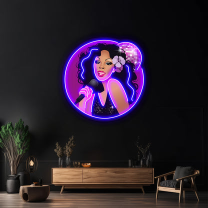 Disco Queen Artwork Affordable Custom Neon Signs - Neon sign mounted on wall in room
