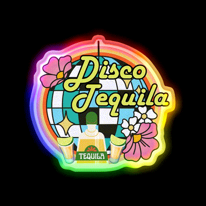 Disco Tequila Party Drink Tequila Led Neon Sign Rgb Color - LED neon sign close-up detail