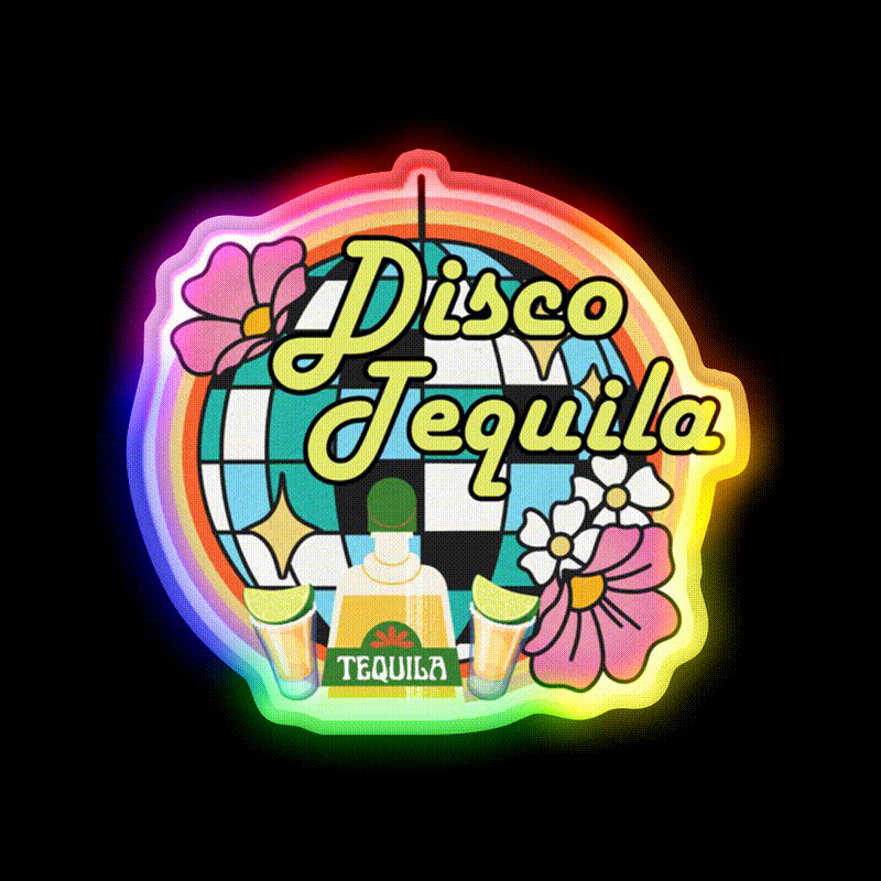 Disco Tequila Party Drink Tequila Led Neon Sign Rgb Color - LED neon sign close-up detail