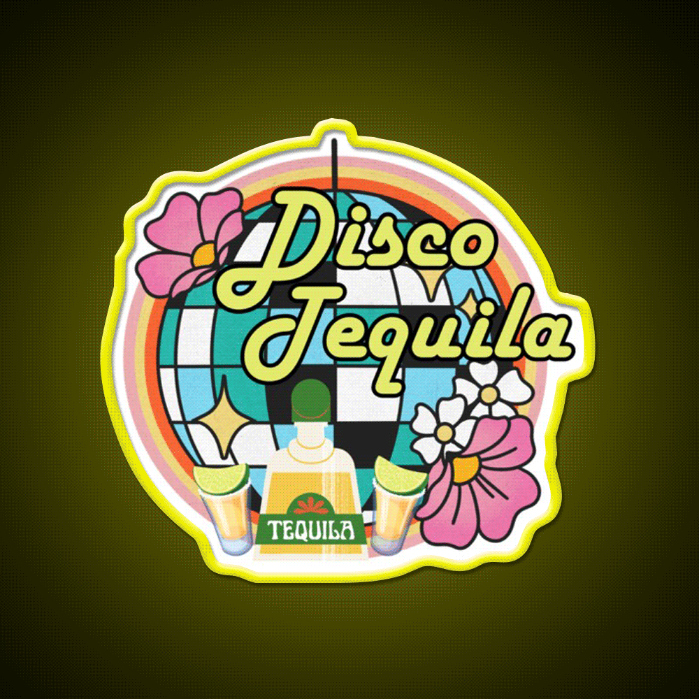 Disco Tequila Party Drink Tequila Led Neon Sign Rgb Color - Custom LED neon sign front view