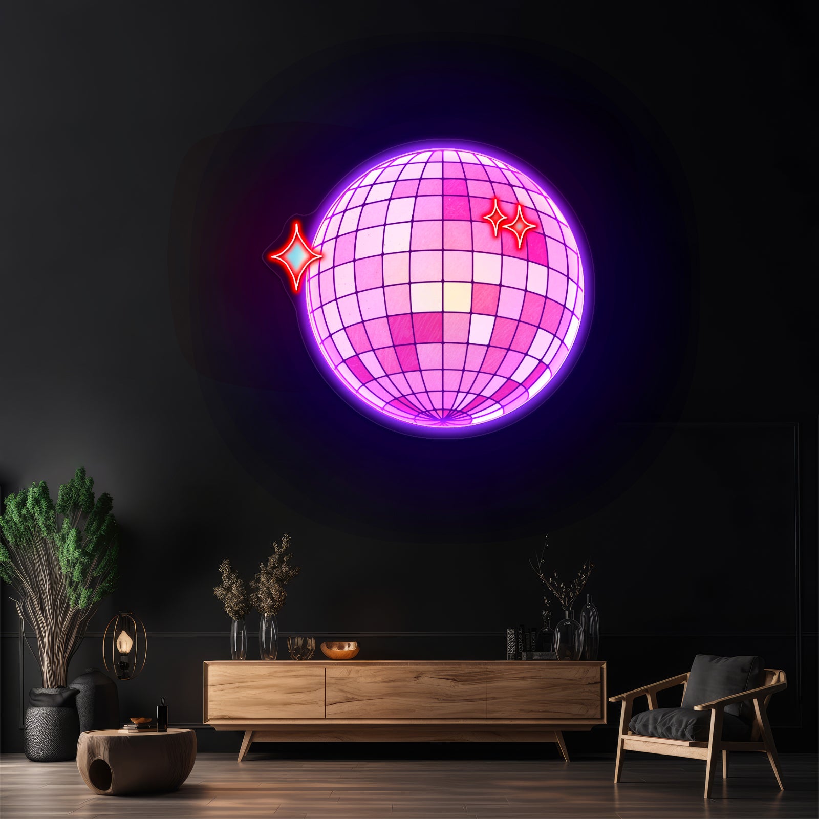 Discoball Pink Neon Signs For Bar Wall Decor