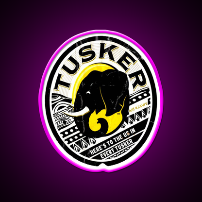 Distressed Tuskers Logo 2 Beer Bar Decor Led Neon Sign Rgb Color - Neon sign mounted on wall in room