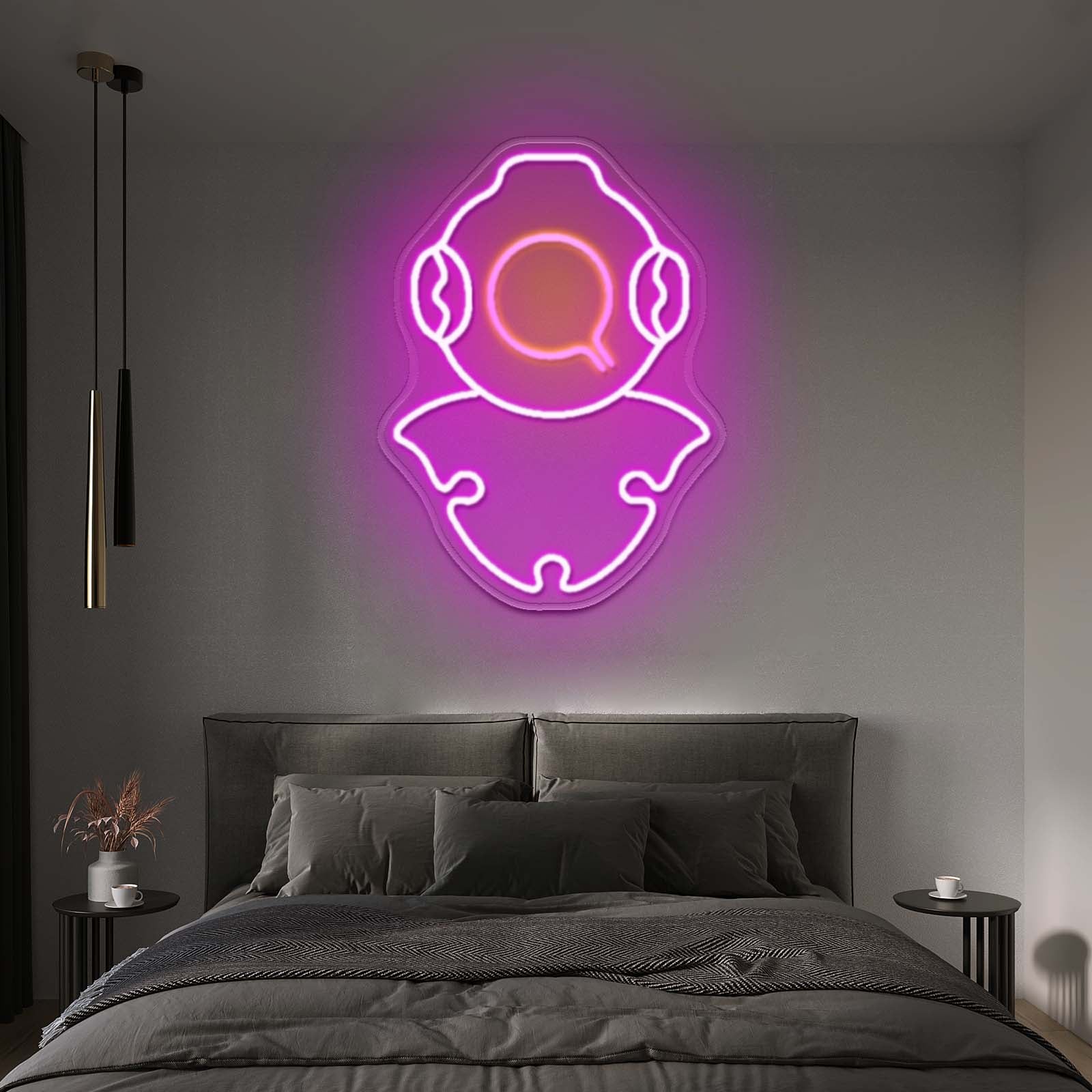 Diving Helmet Neon Sign Kids Bedroom Wall Decor Led Signs For Bedroom