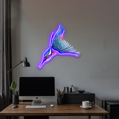 Diving Kingfisher Wall Artwork Neon Signs